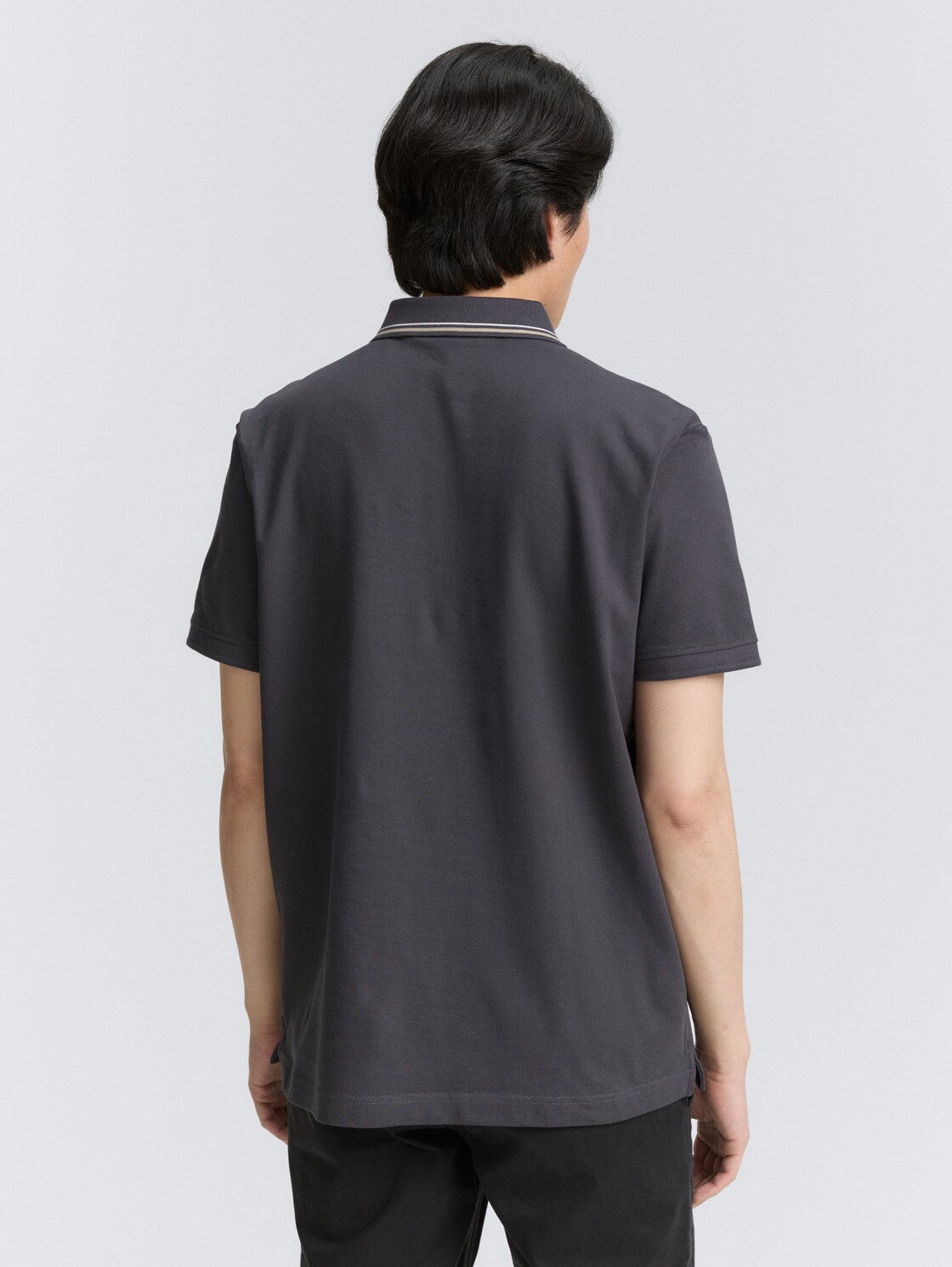 Piqué Poloshirt mit print - Tarmac Grey