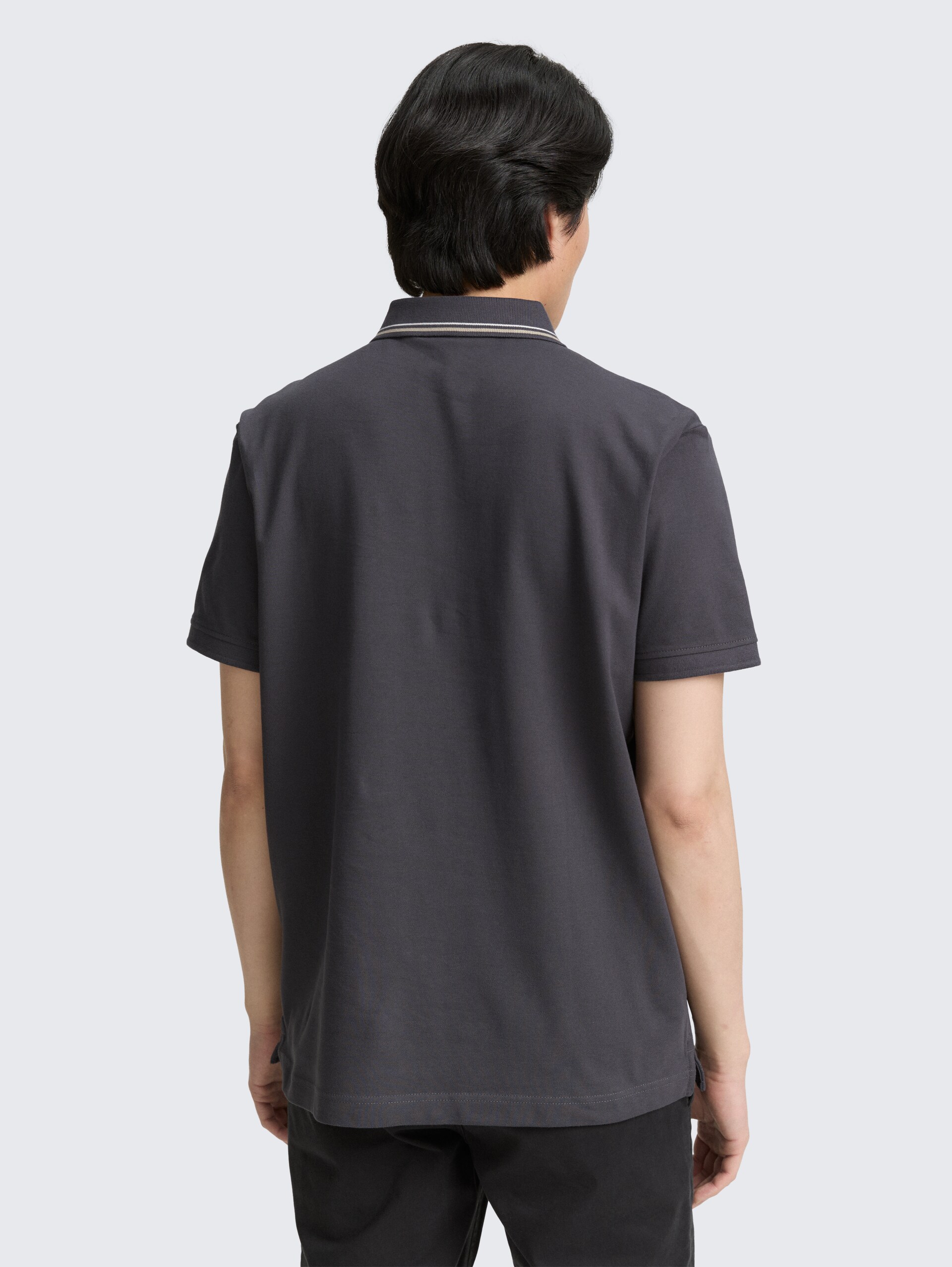 Piqué Poloshirt mit print - Tarmac Grey