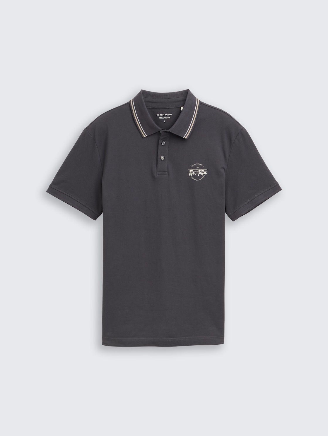 Piqué Poloshirt mit print - Tarmac Grey