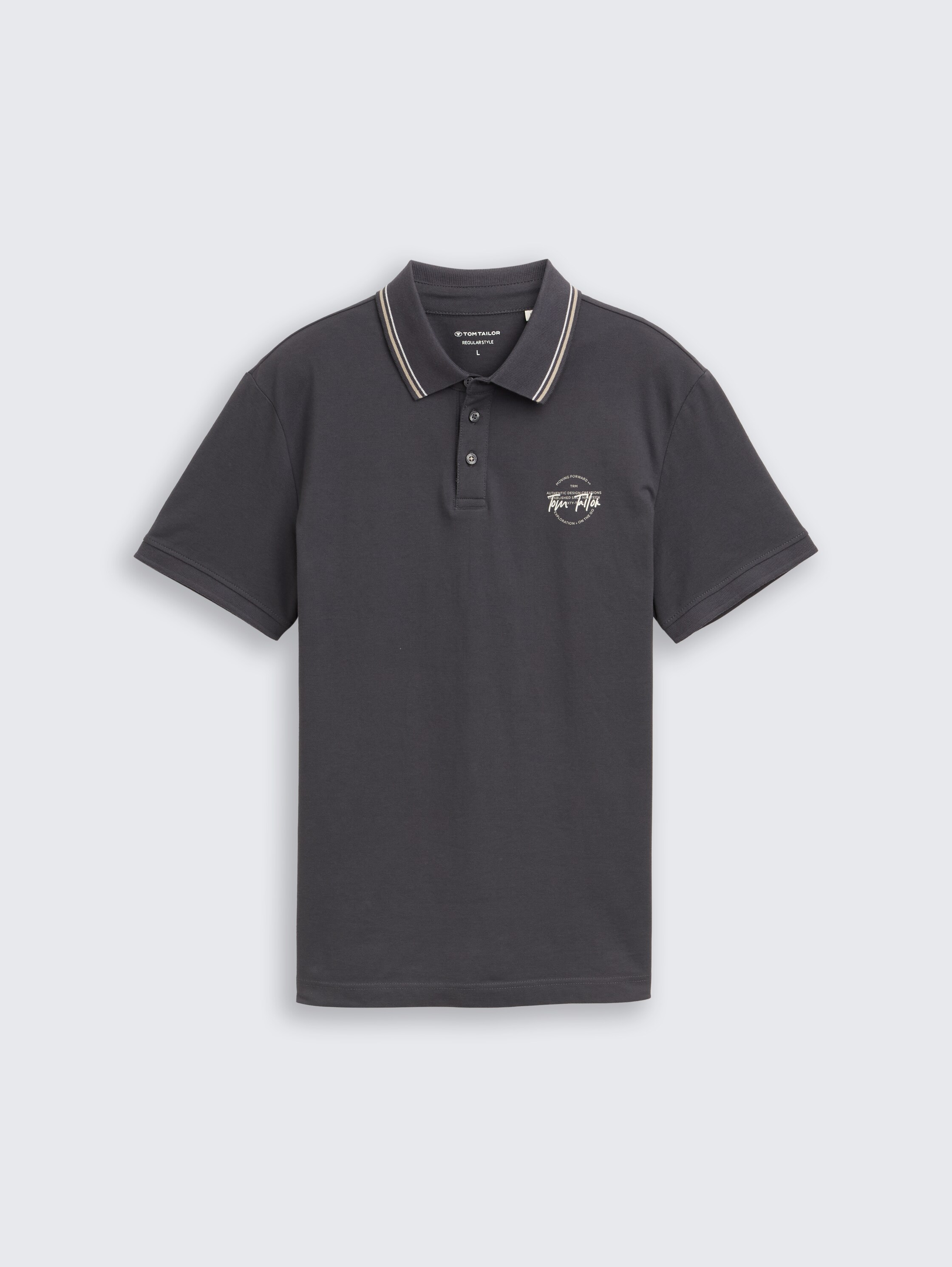 Piqué polo shirt with print - tarmac_grey - 
