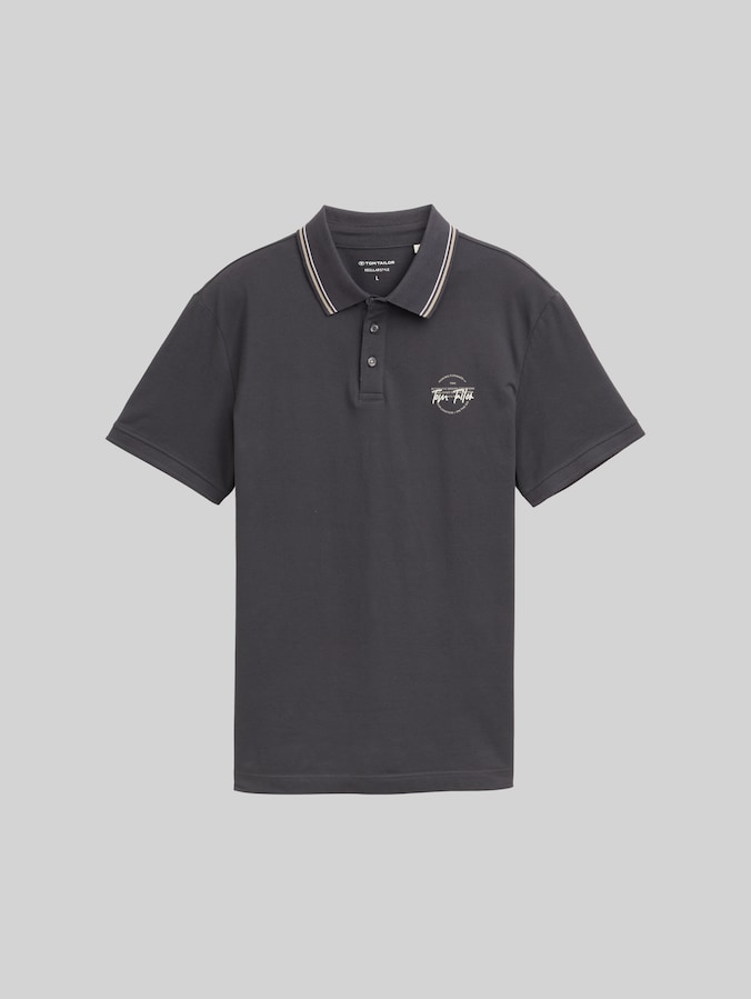 Piqué Poloshirt mit print von Men, Tarmac Grey
