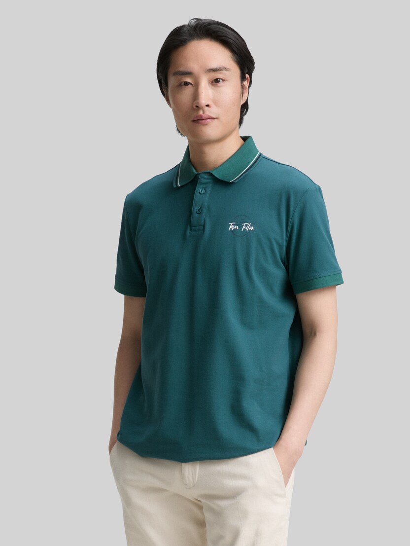 Piqué Poloshirt mit print von Men, Jasper Green