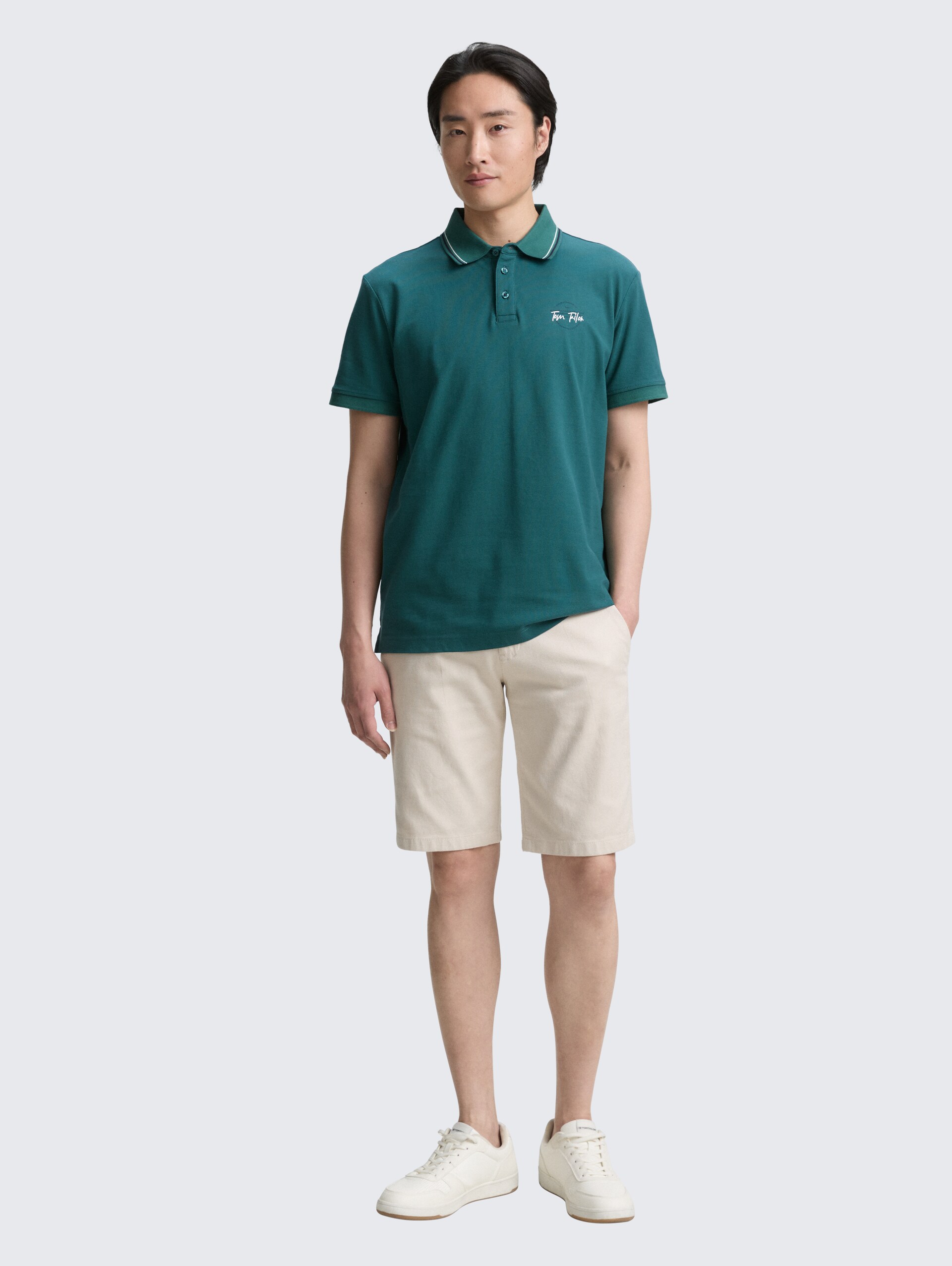 Piqué Poloshirt mit print - Jasper Green