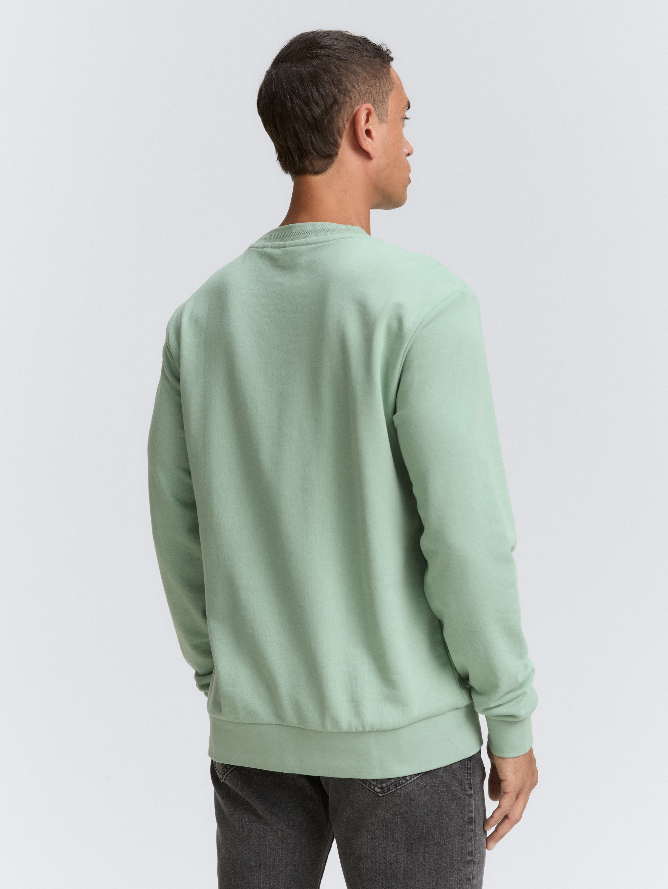 Crewneck Sweatshirt mit Logo-Print - dust green - Auschnitt Model-Rückansicht