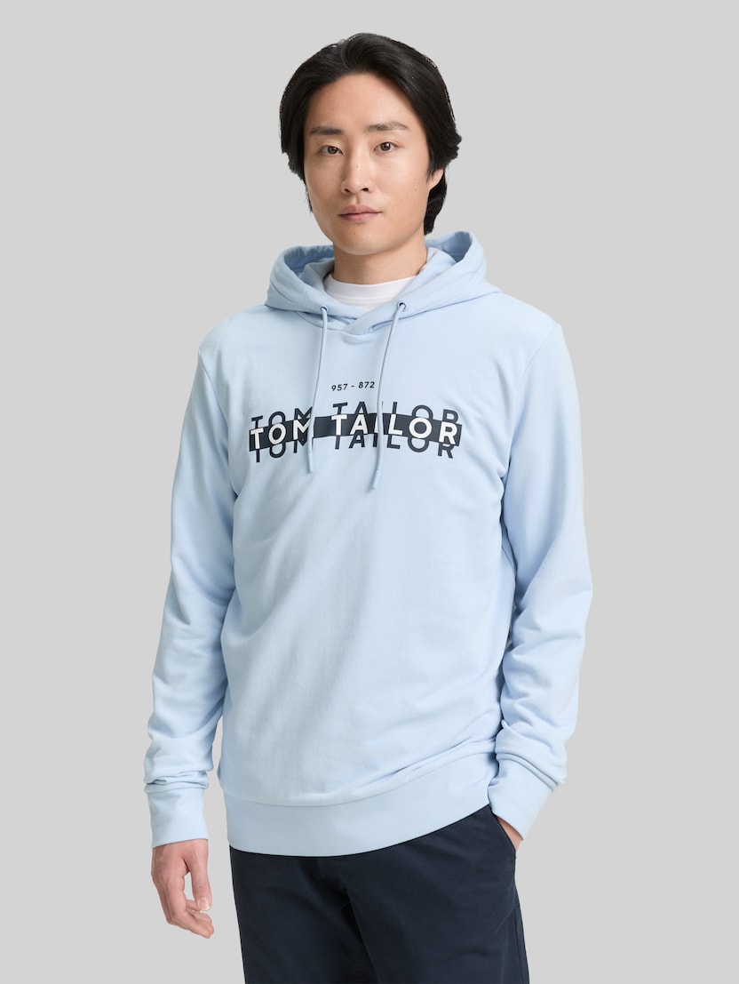 Hoodie Sweatshirt mit Logo-Print von Men, Light Metal Blue