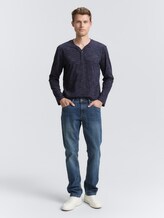 Top à manches longues Serafino - navy red multi inject - Vue de face du modèle