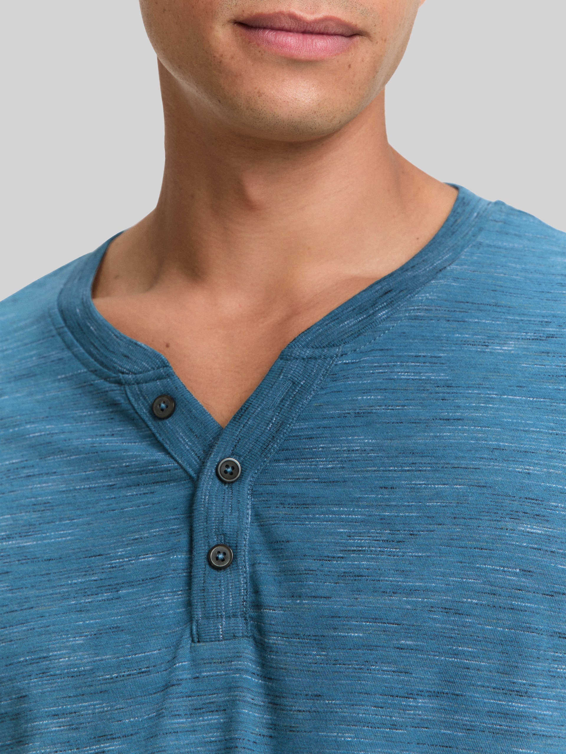 Serafino Langarmshirt - real teal blue multi inject - Detail-Model-Ansicht