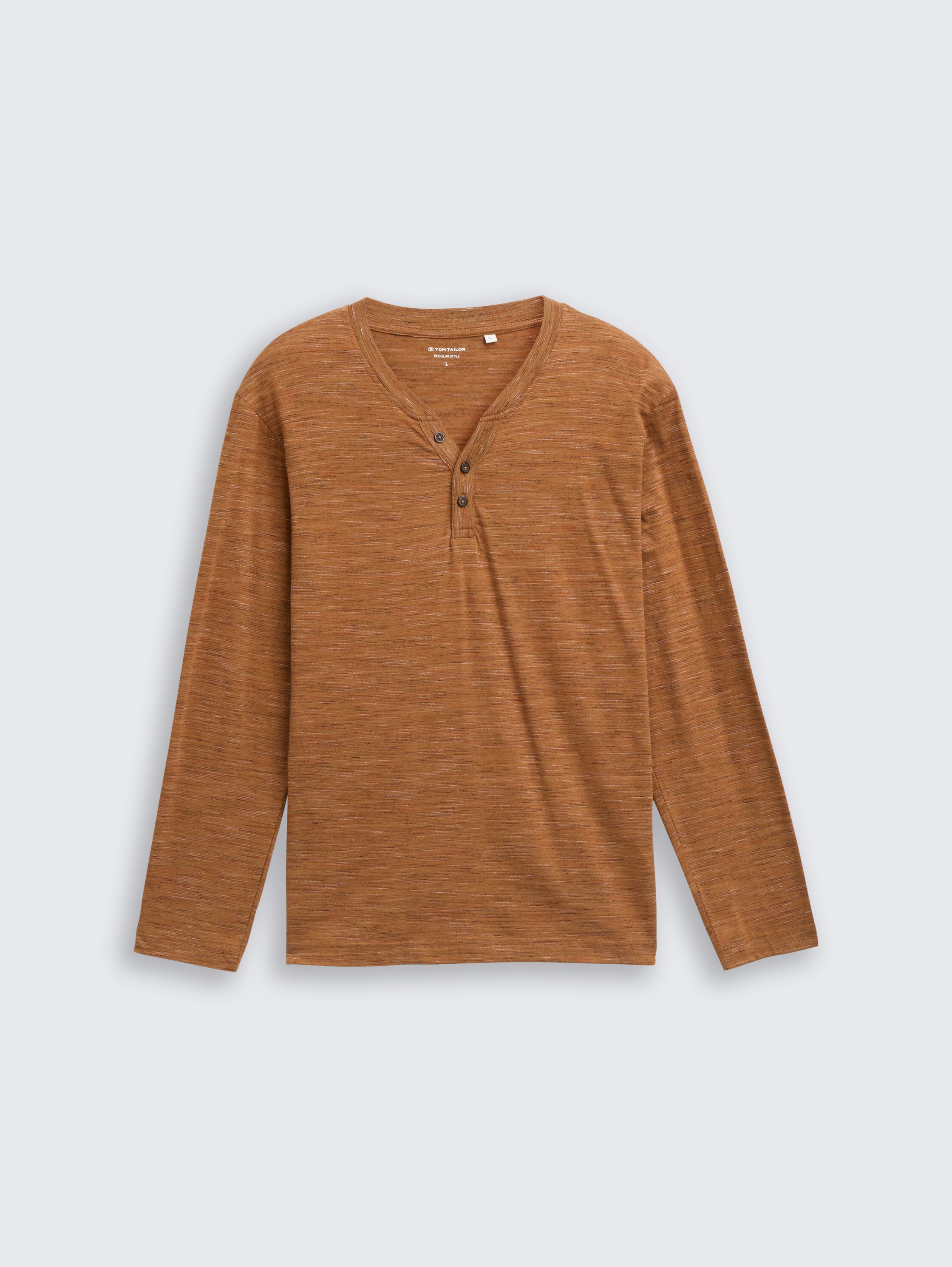 Serafino shirt met lange mouwen - cognac_yarn_dye_inject - 