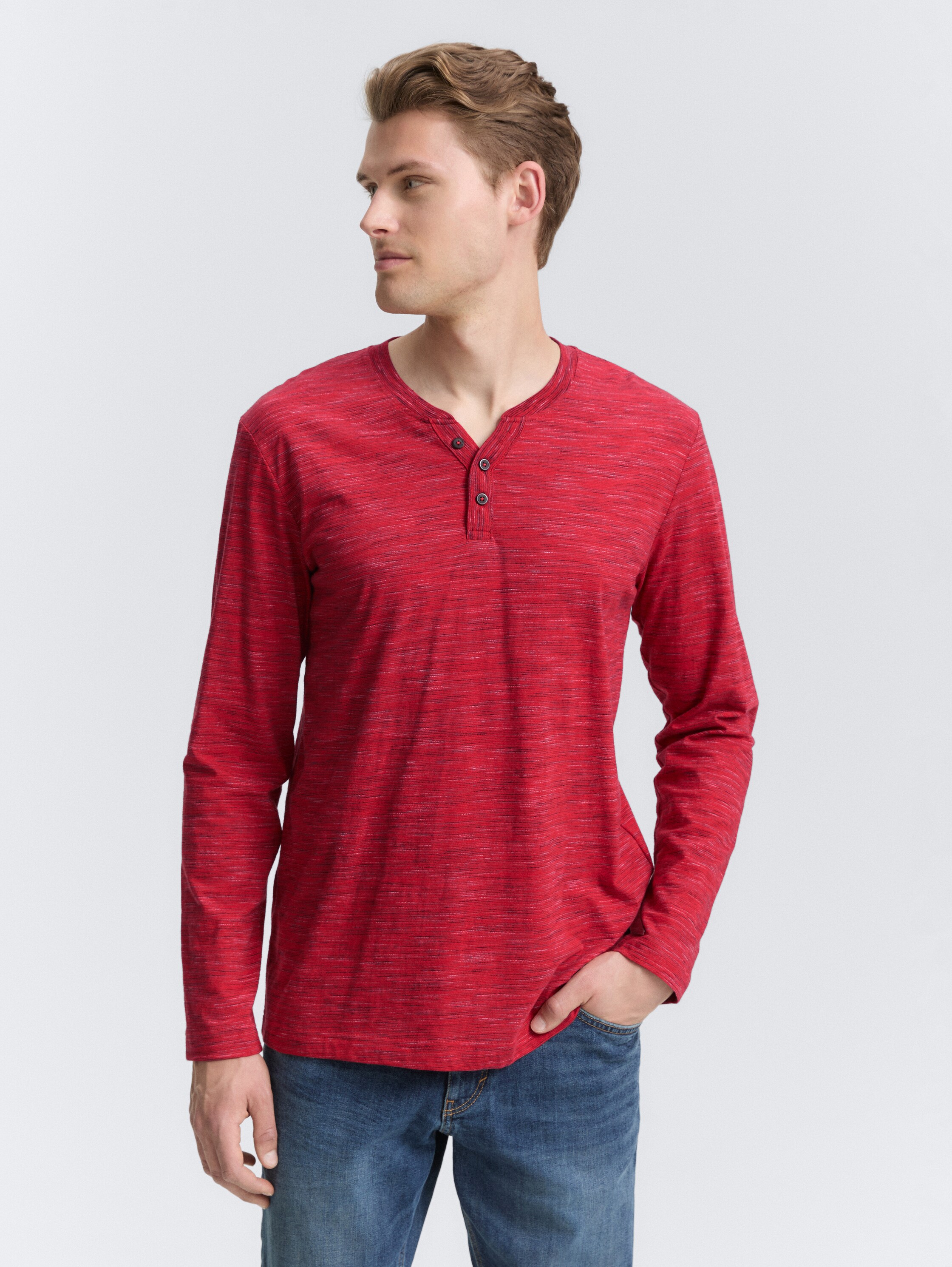 Serafino overhemd met lange mouwen - samba_red_multi_inject - 