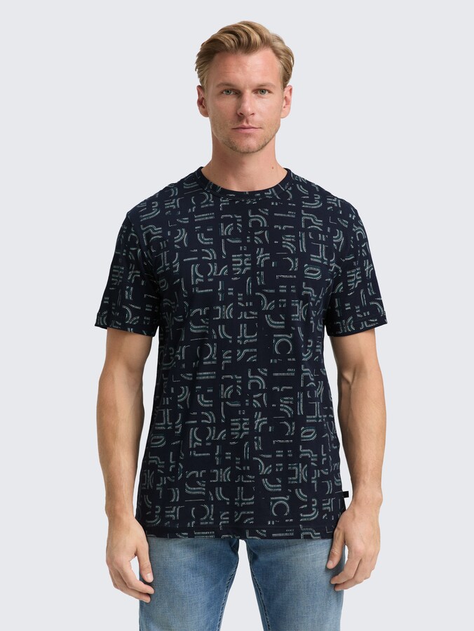 T-Shirt mit Alloverprint von Men, navy irregular design