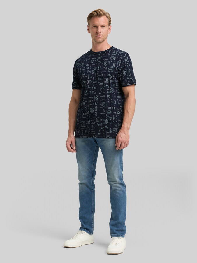 T-Shirt mit Alloverprint von Men, navy irregular design