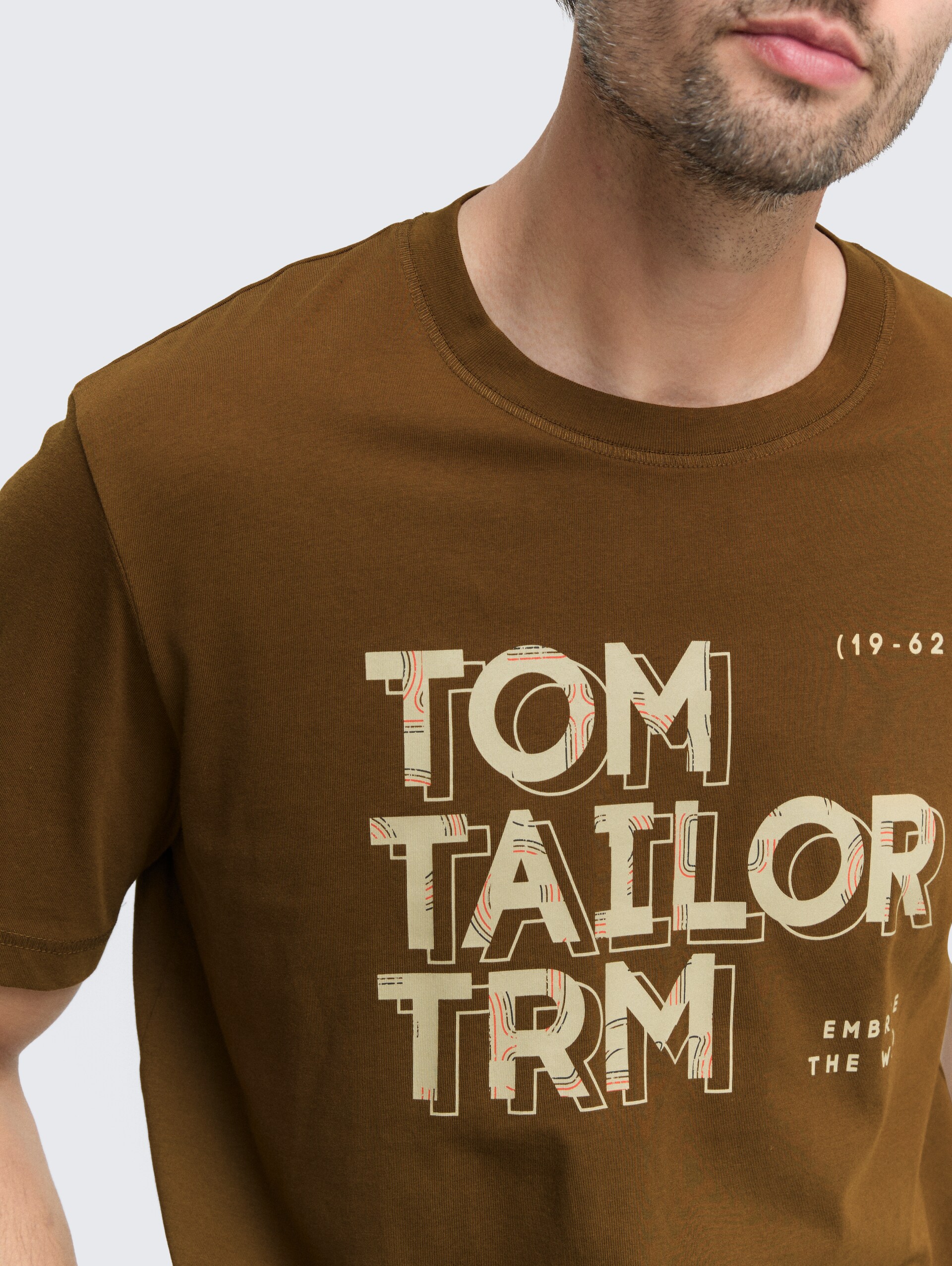 T-Shirt mit Print - dark palm - Detail-Model-Ansicht