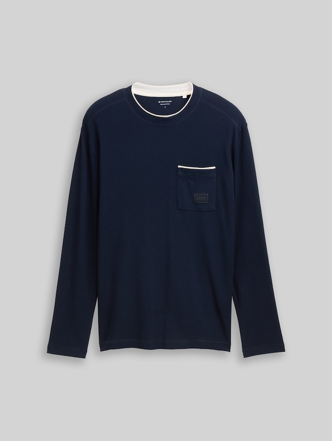2-in-1 Langarmshirt aus Baumwolle von Men, sky captain blue