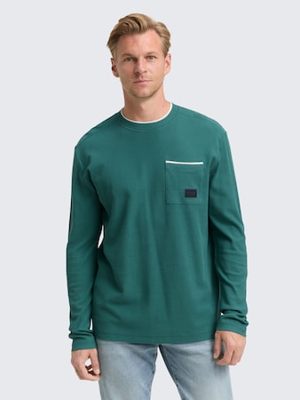 2-in-1 Langarmshirt aus Baumwolle von Men, Jasper Green