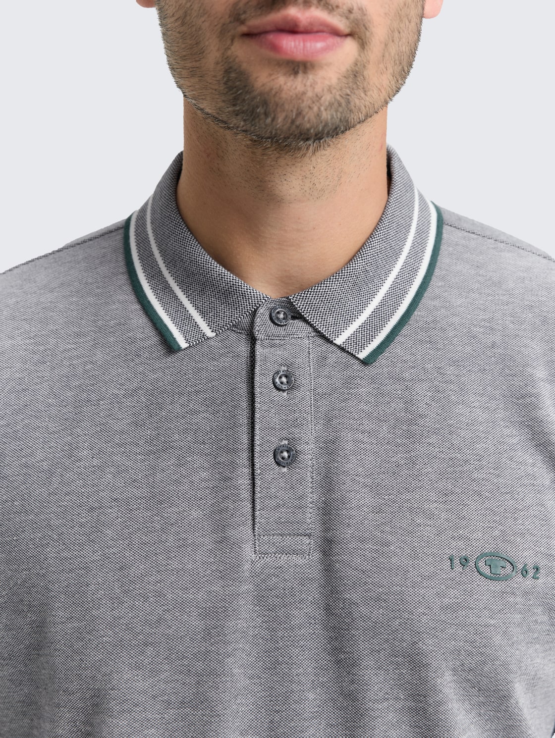 Langarm Piqué Poloshirt mit Logo-Print - navy white two tone pique