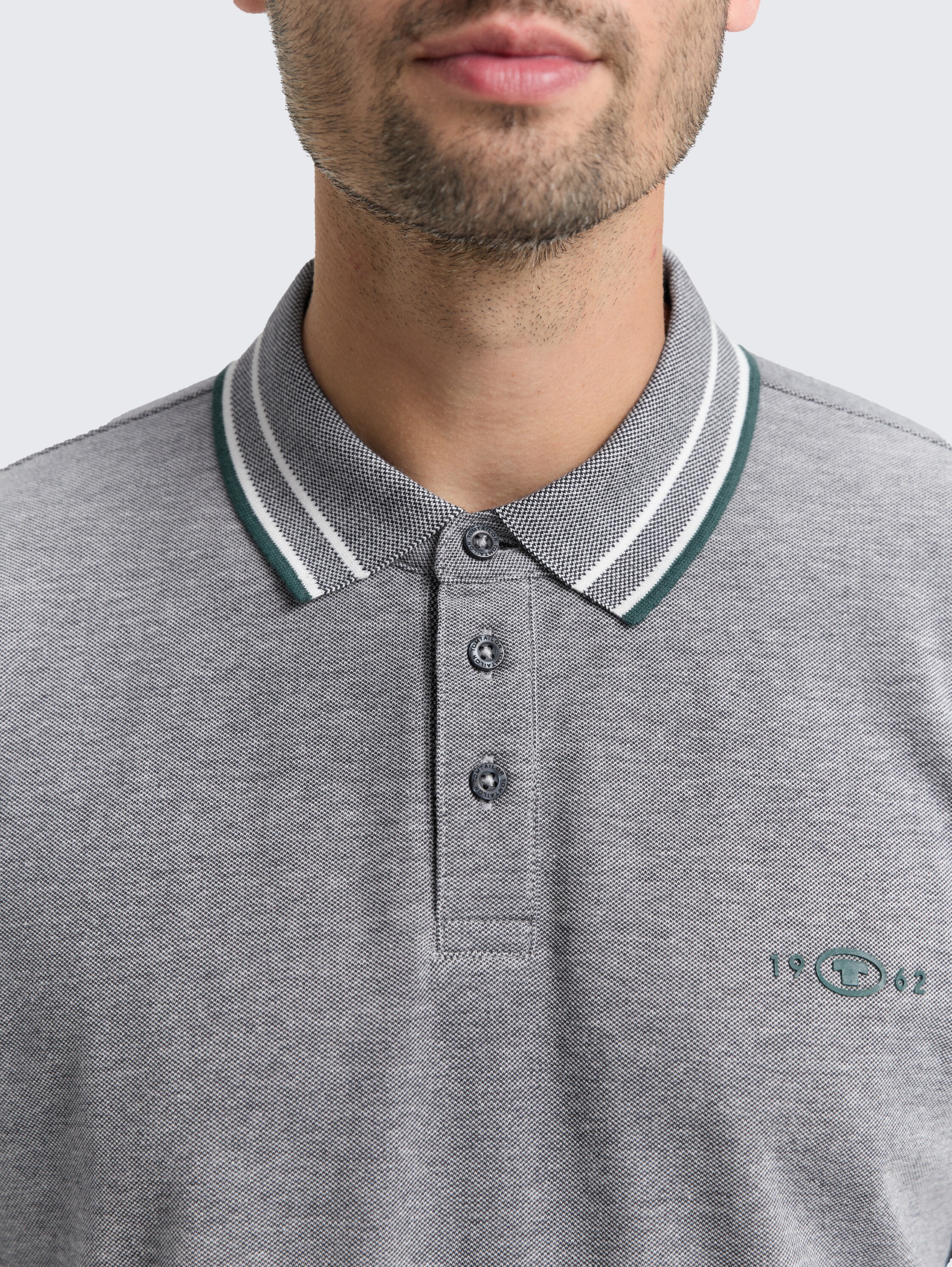 Long-sleeved piqué polo shirt with logo print - navy_white_two_tone_pique - 