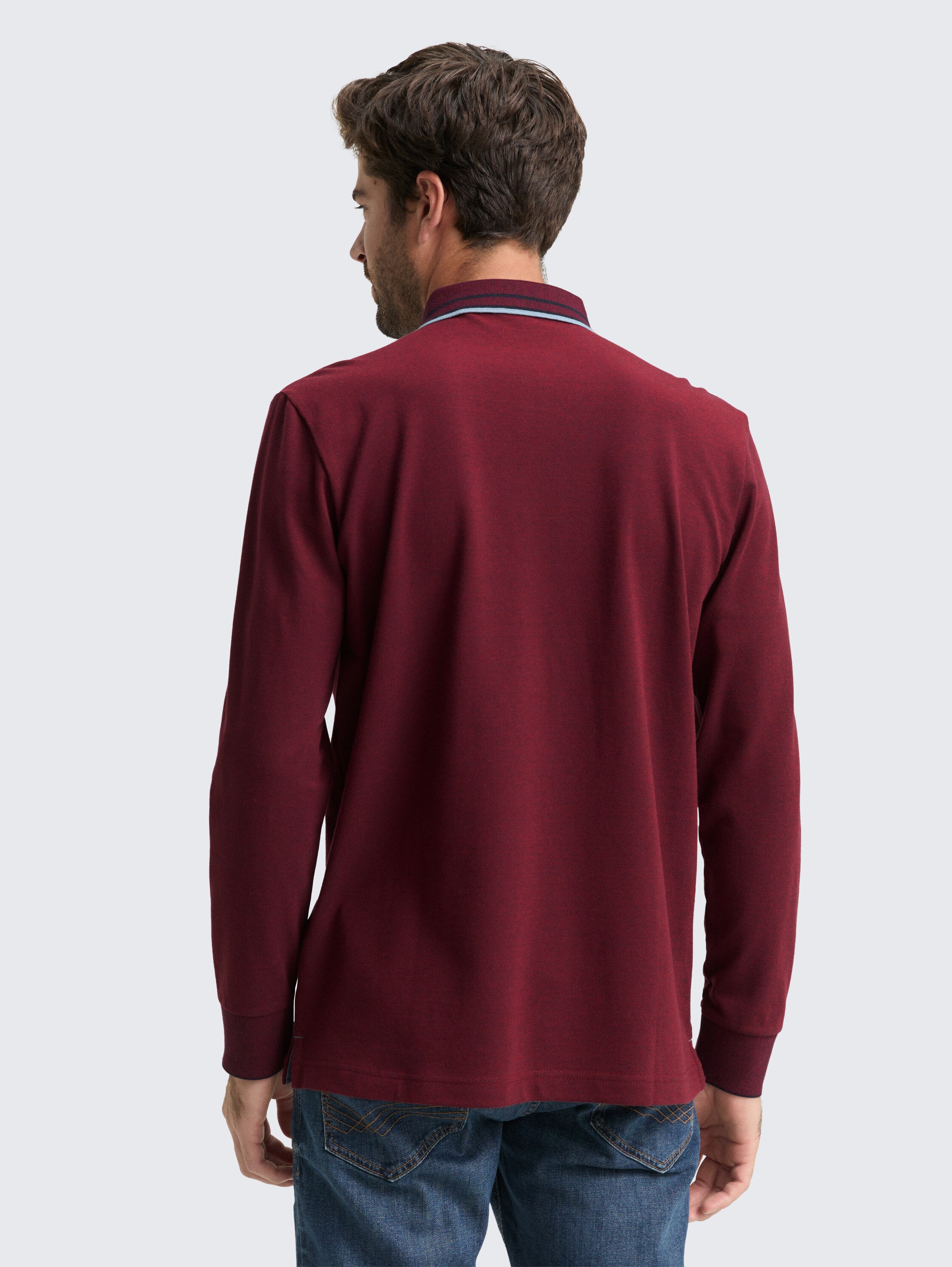 Langarm Piqué Poloshirt mit Logo-Print - navy coach red two tone