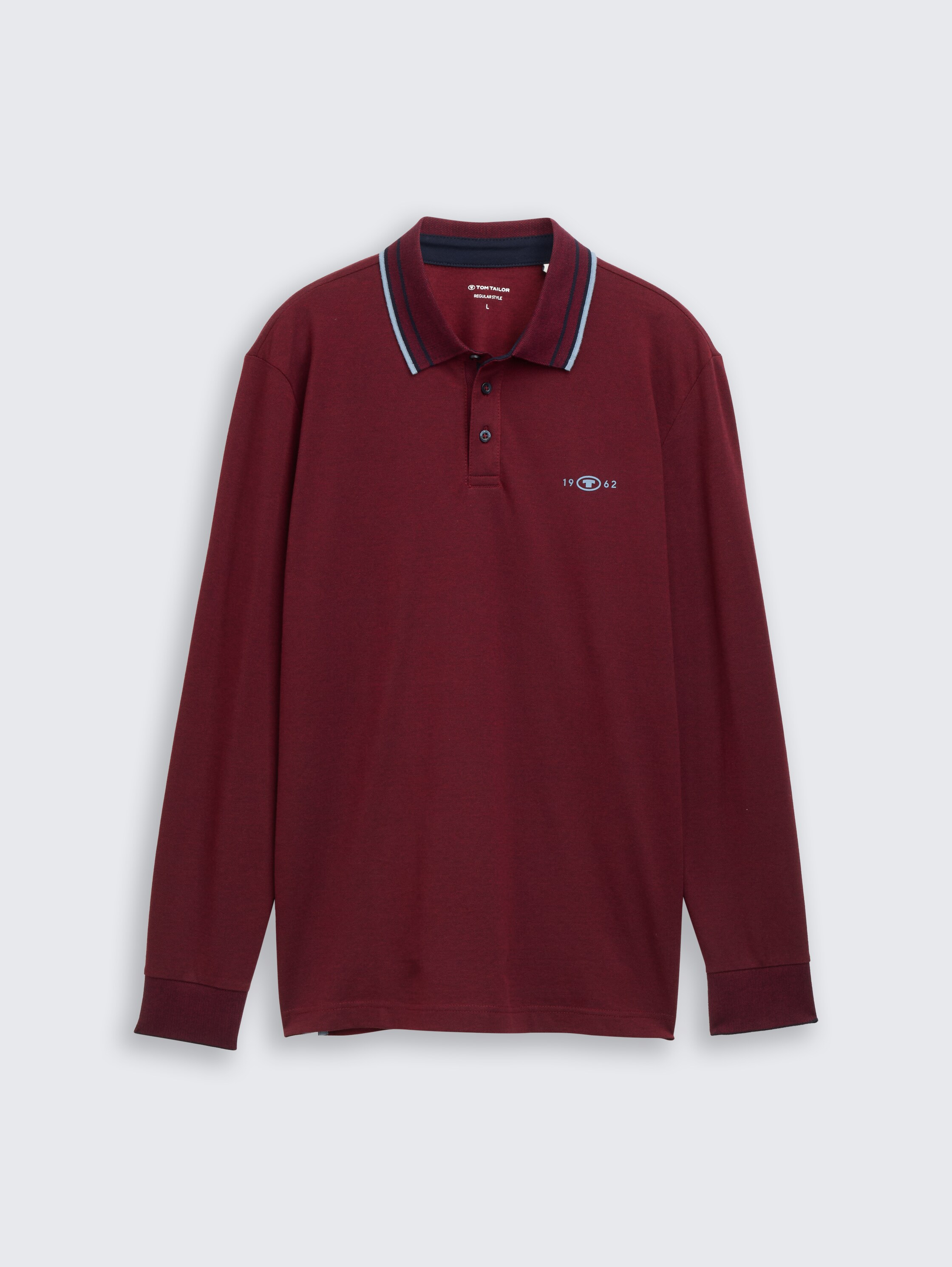 Langarm Piqué Poloshirt mit Logo-Print - navy coach red two tone
