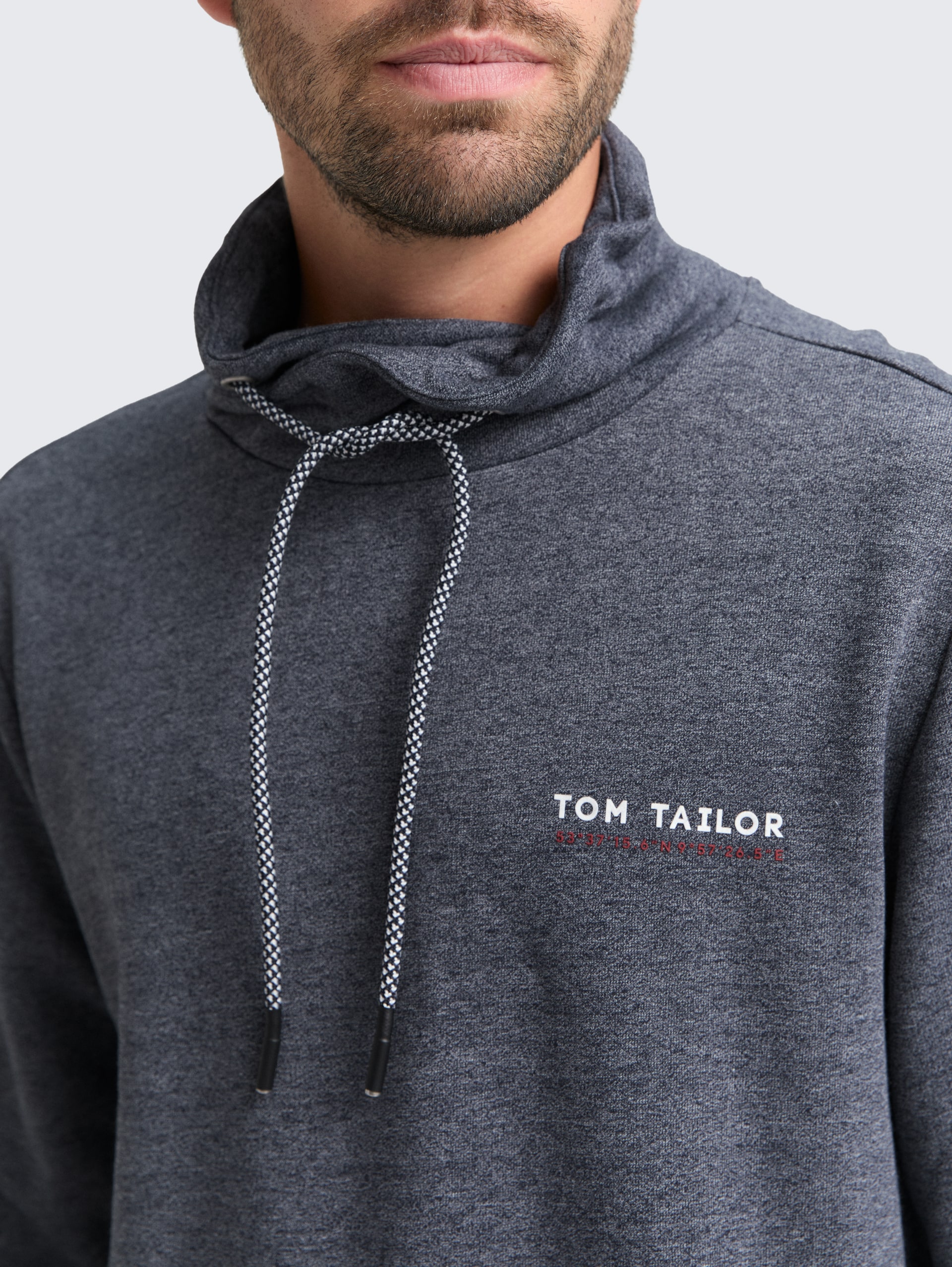 Snood Sweatshirt mit Logo-Details - navy grindle structure - Detail-Model-Ansicht
