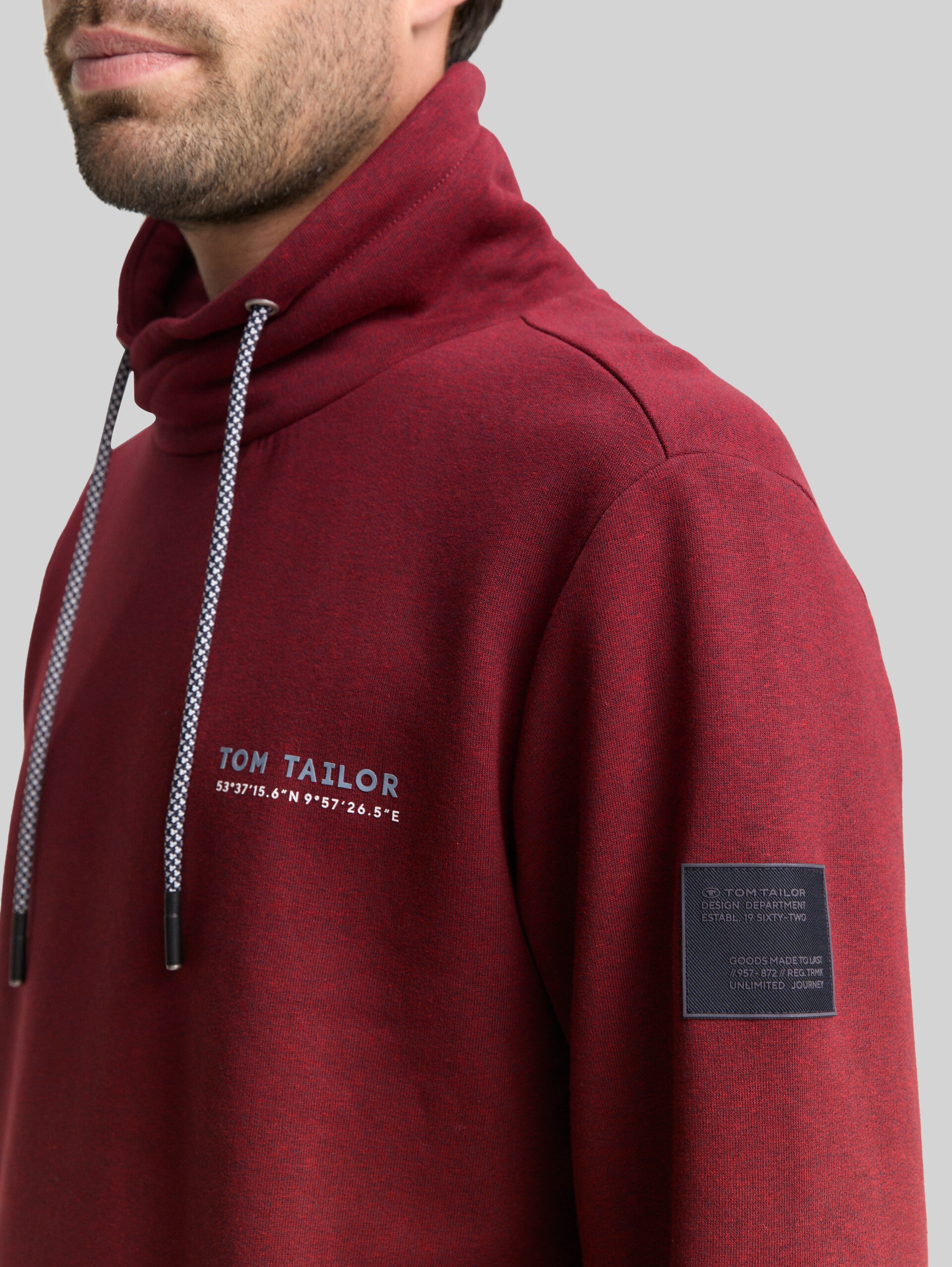 Snood sweatshirt with logo details - red navy grindle structure - Detail model view