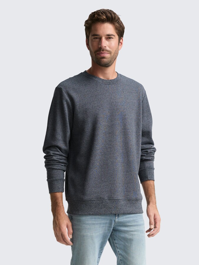 Sweatshirt in melange look by Men, navy grindle structure
