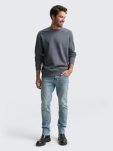 Sweatshirt in Melange-Optik - navy grindle structure - Model-Vorderansicht