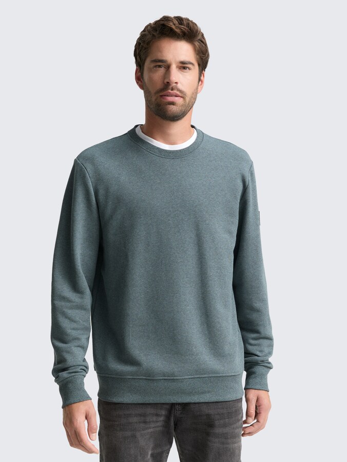 Sweatshirt in melange look by Men, grey mint navy structure