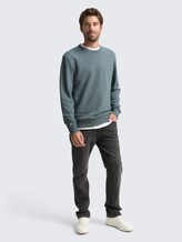Sweat à capuche aspect chiné - grey mint navy structure - Vue de face du modèle