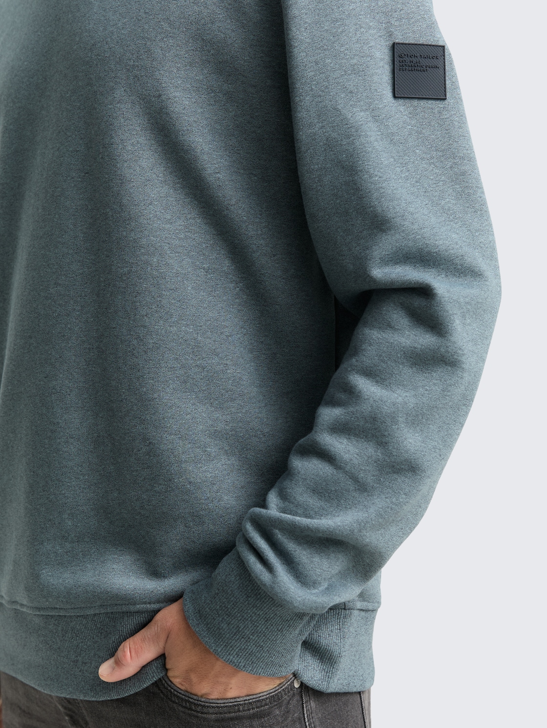 Sweatshirt in Melange-Optik - grey mint navy structure - Detail-Model-Ansicht