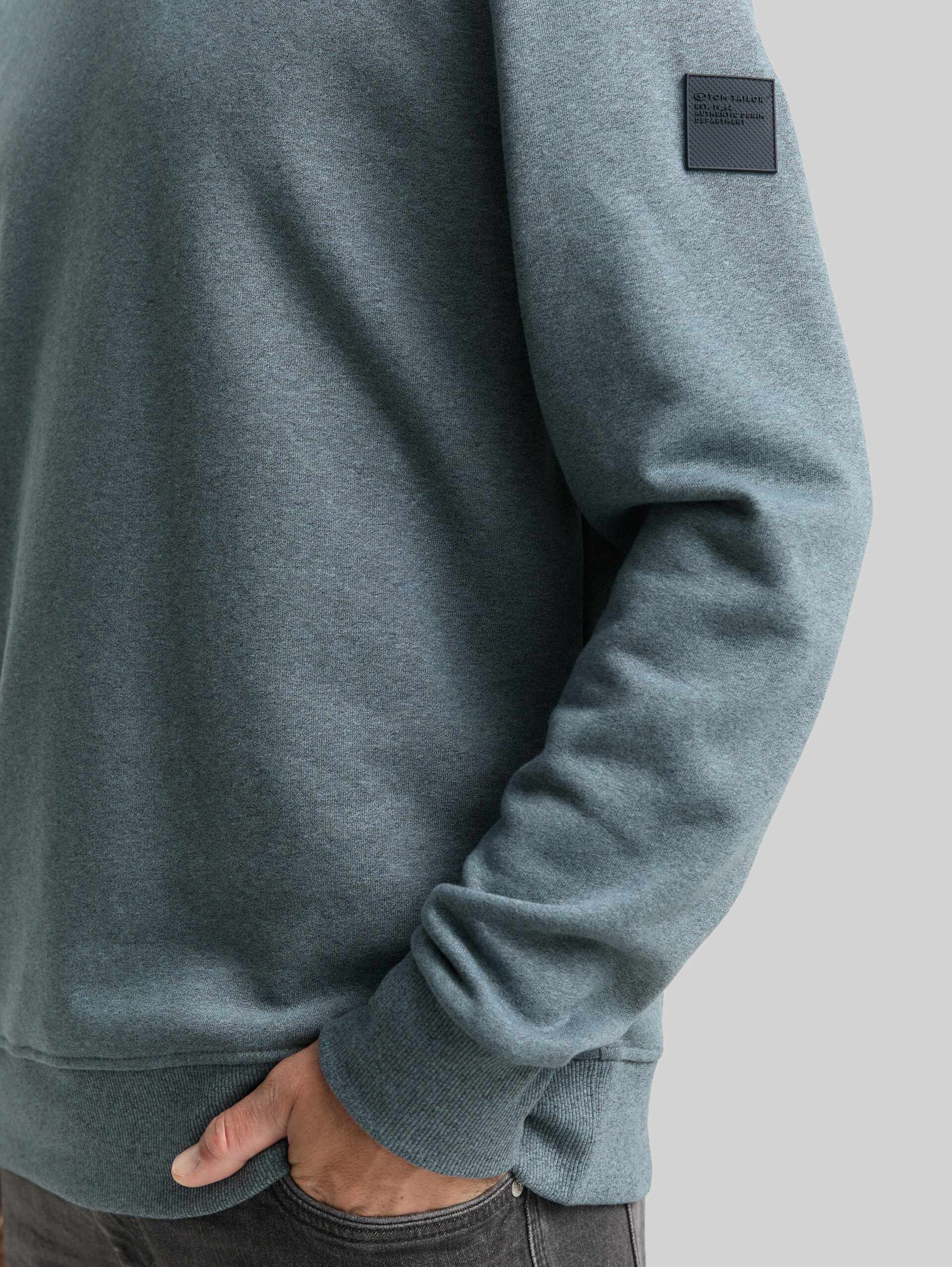 Sweatshirt in Melange-Optik - grey mint navy structure - Detail-Model-Ansicht