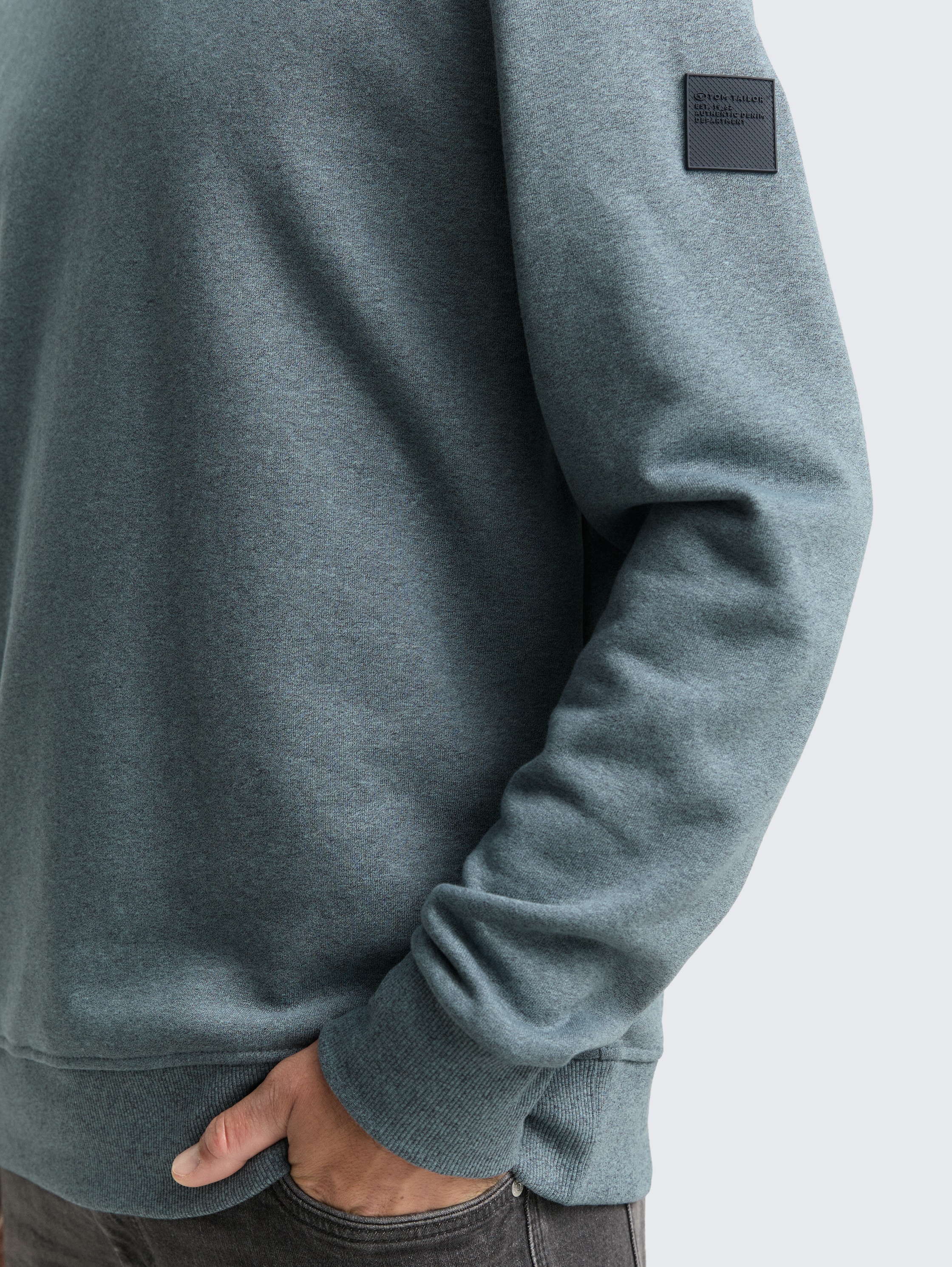 Sweatshirt in Melange-Optik - grey mint navy structure - Detail-Model-Ansicht