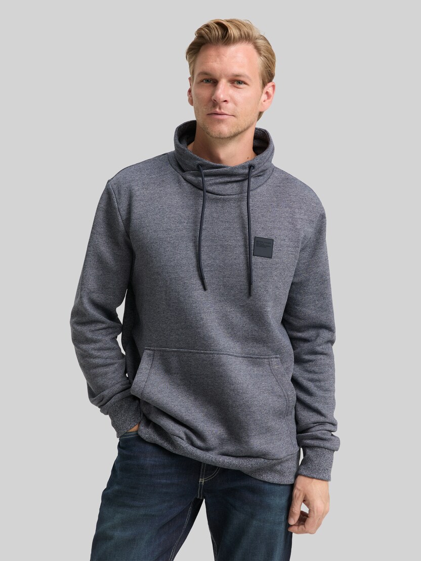 Snood Sweatshirt in Melange-Optik von Men, navy grindle structure