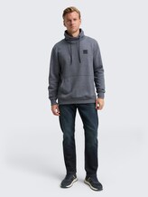 Snood Sweatshirt in Melange-Optik - navy grindle structure - Model-Vorderansicht