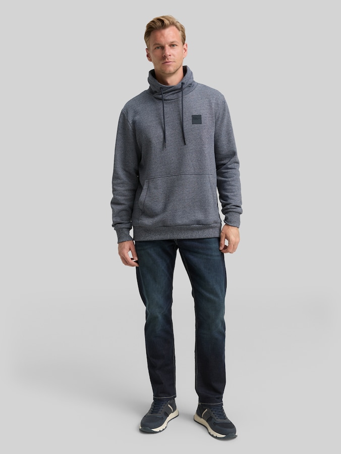 Snood Sweatshirt in Melange-Optik von Men, navy grindle structure