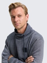 Snood Sweatshirt in Melange-Optik - navy grindle structure - Detail-Model-Ansicht