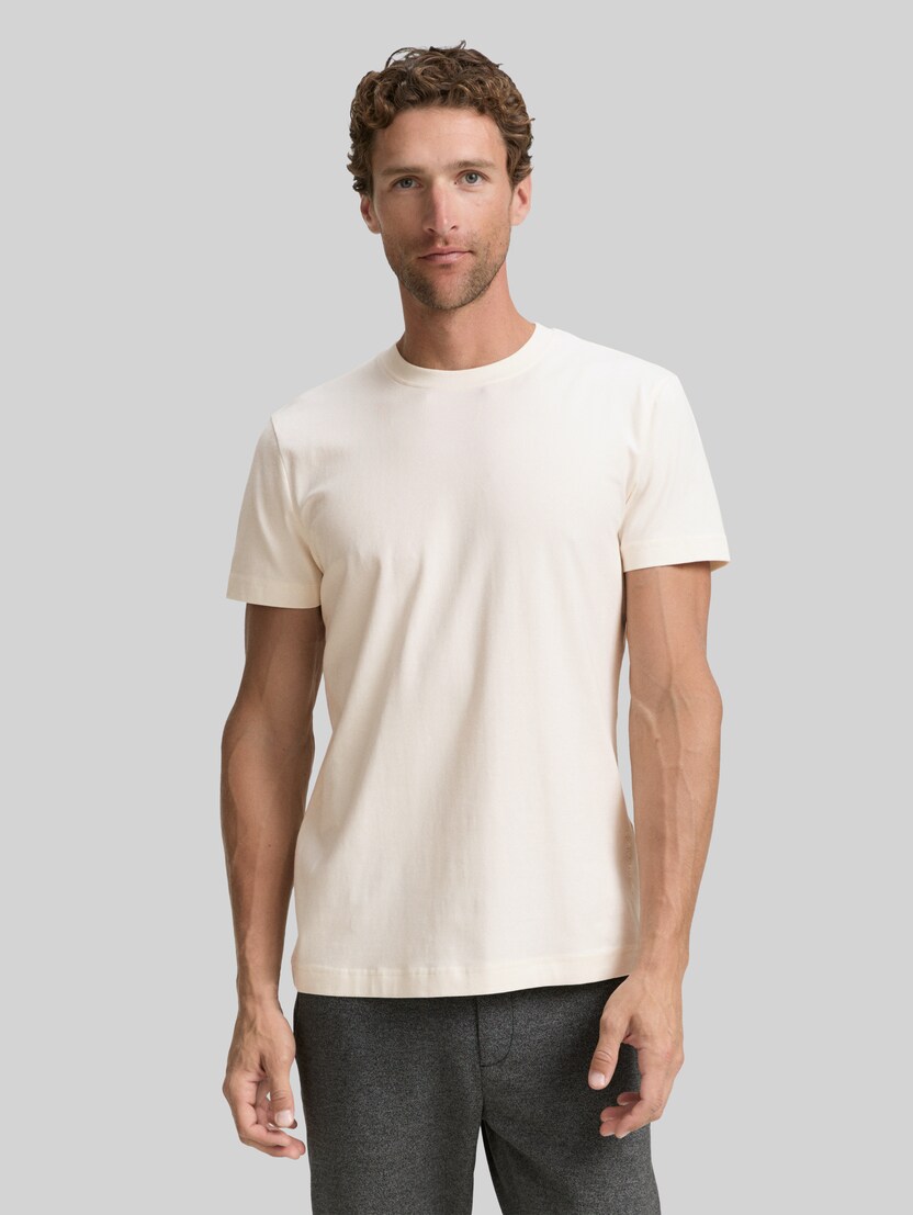 Slank T-shirt met stretch door Men, Gardenia White