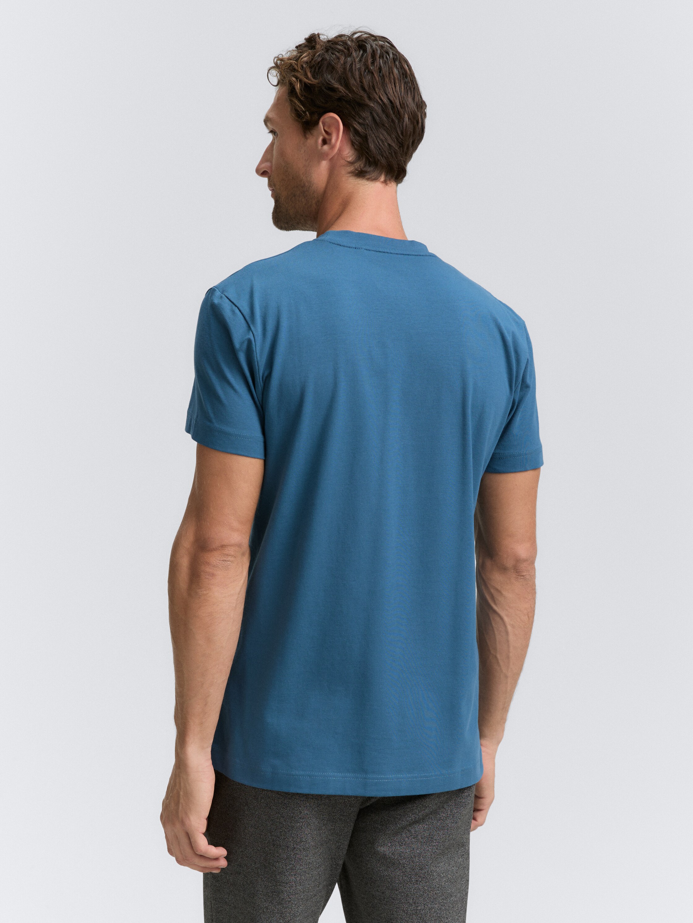Slim Fit T-Shirt mit Stretch - real_teal_blue - 