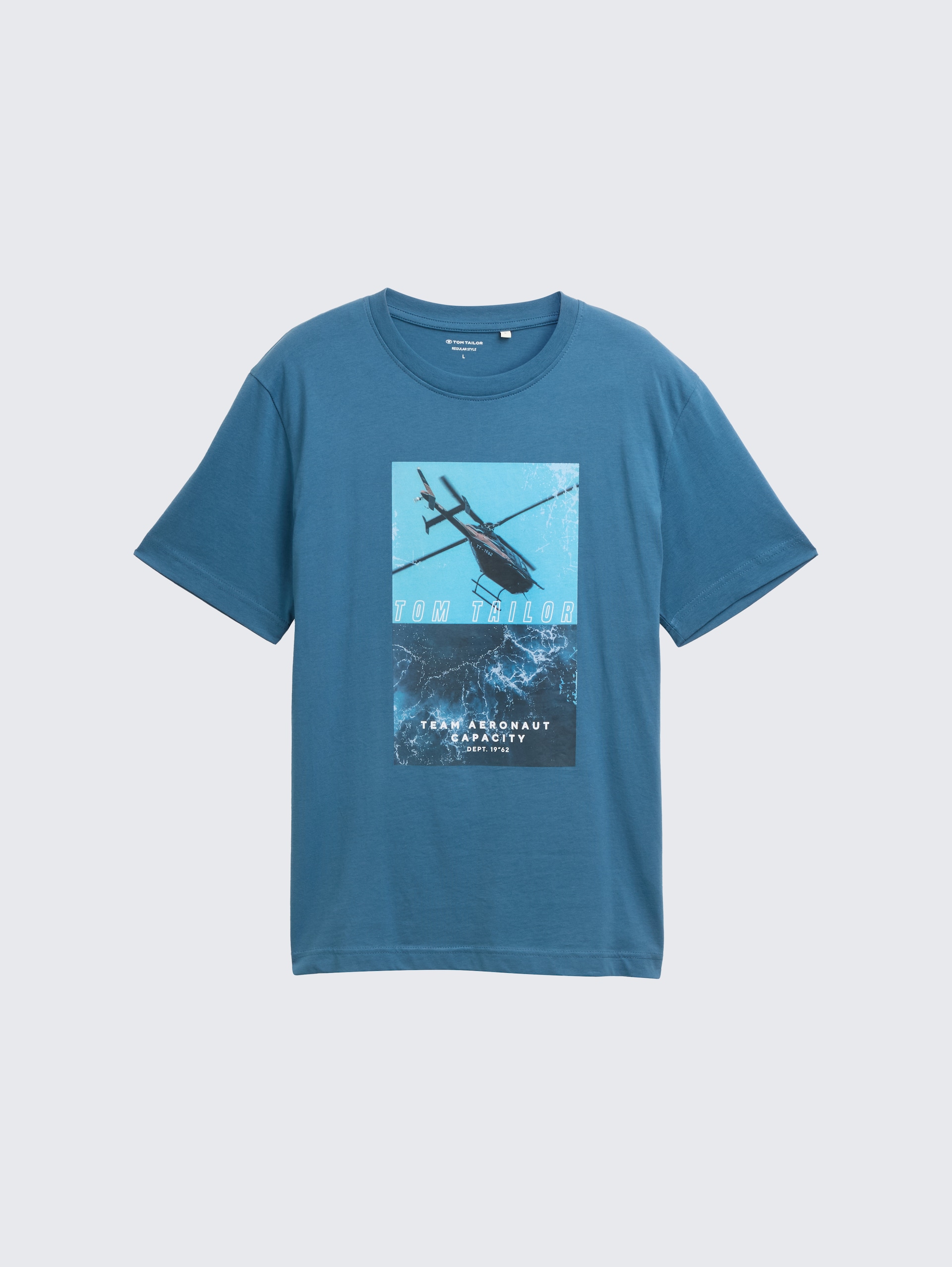 T-Shirt mit Fotoprint - real teal blue - Vorder-Produkt-Ansicht