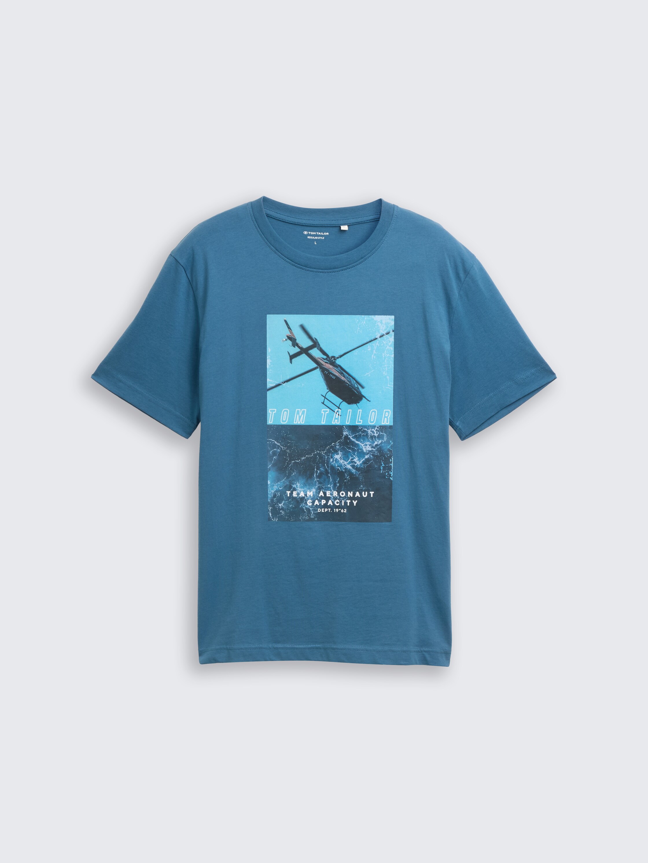 T-Shirt mit Fotoprint - real teal blue - Vorder-Produkt-Ansicht