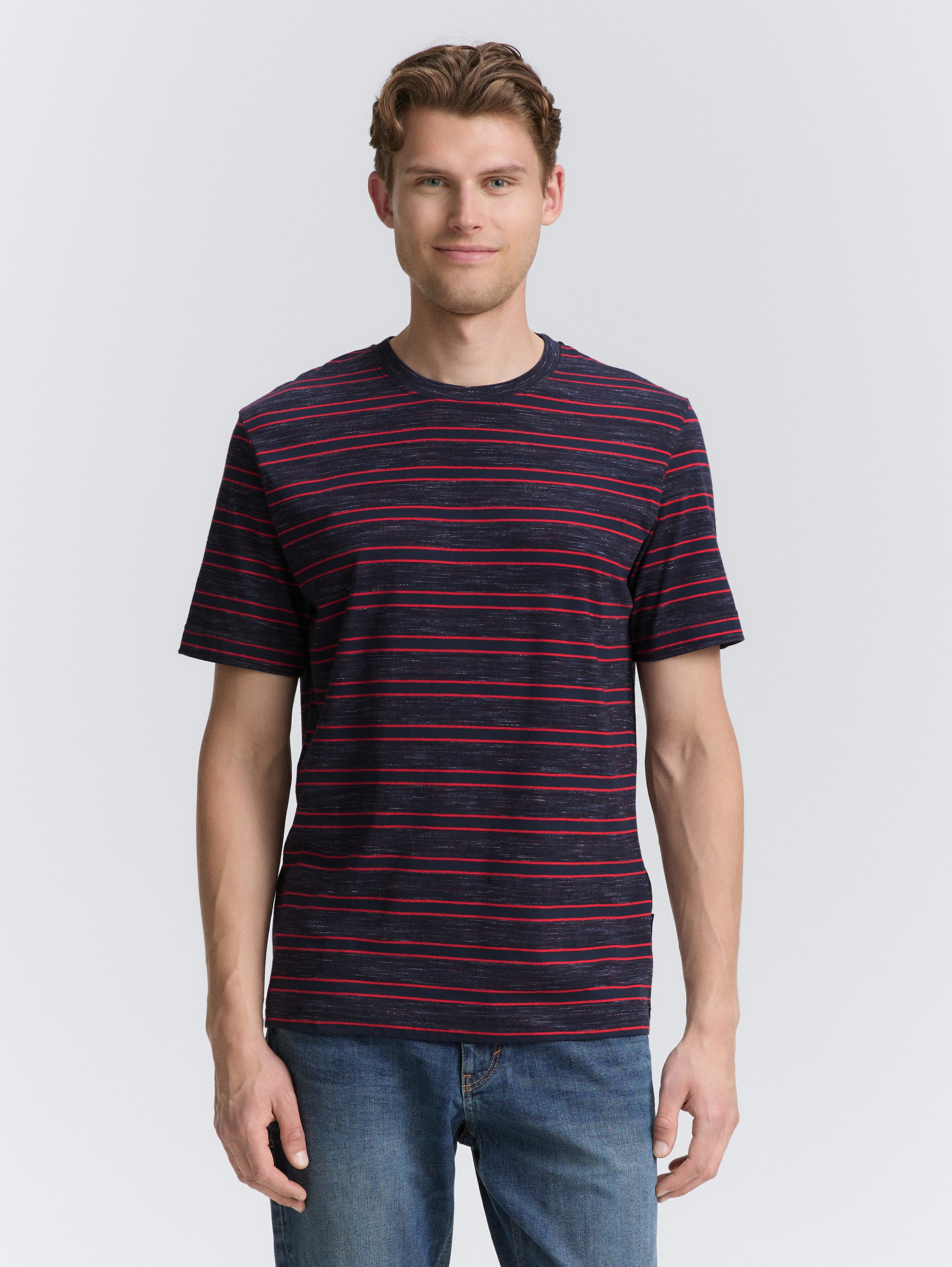 T-shirt met gestreept patroon - navy_yarn_dye_stripe - 