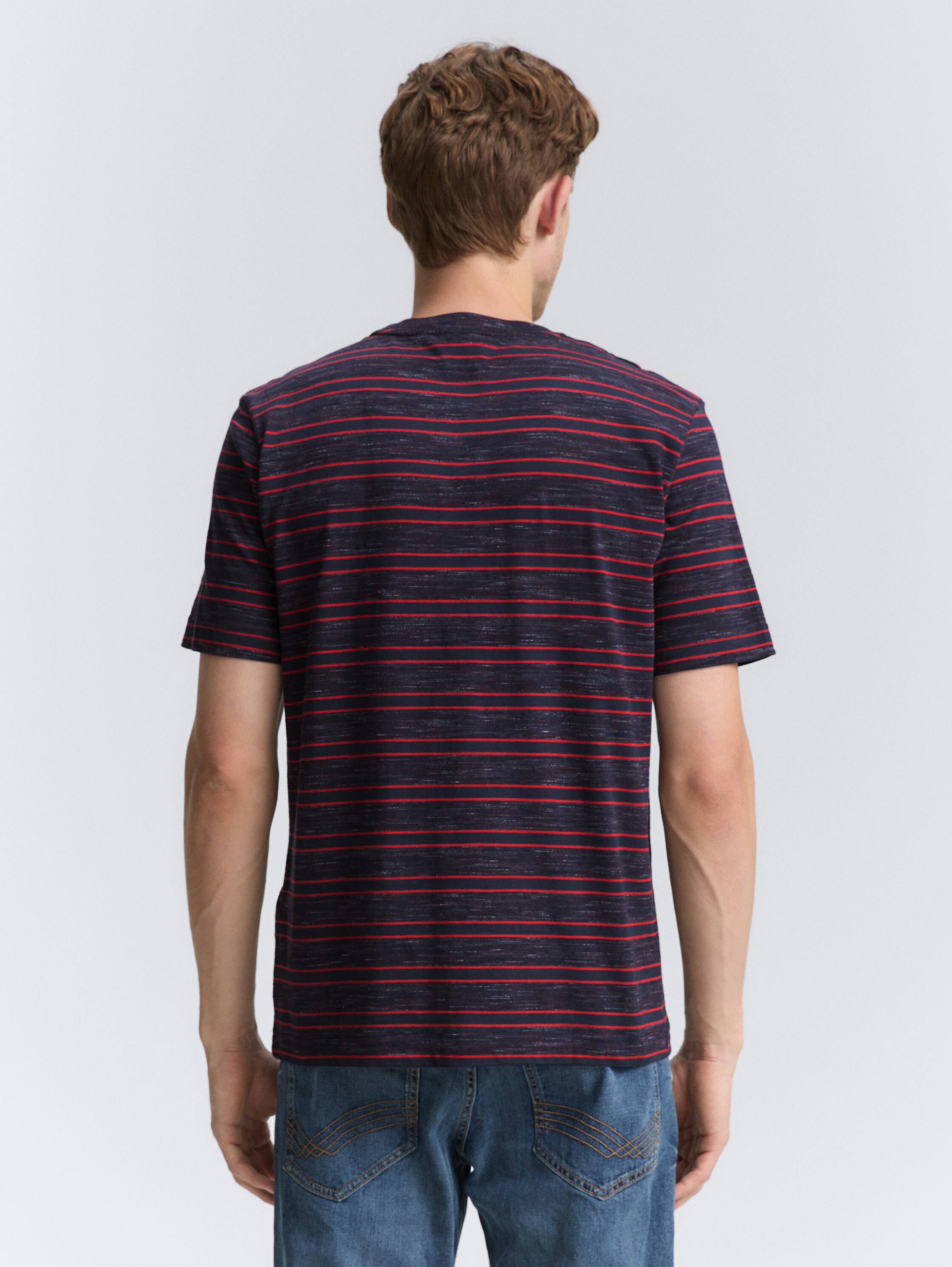 T-shirt met gestreept patroon - navy_yarn_dye_stripe - 