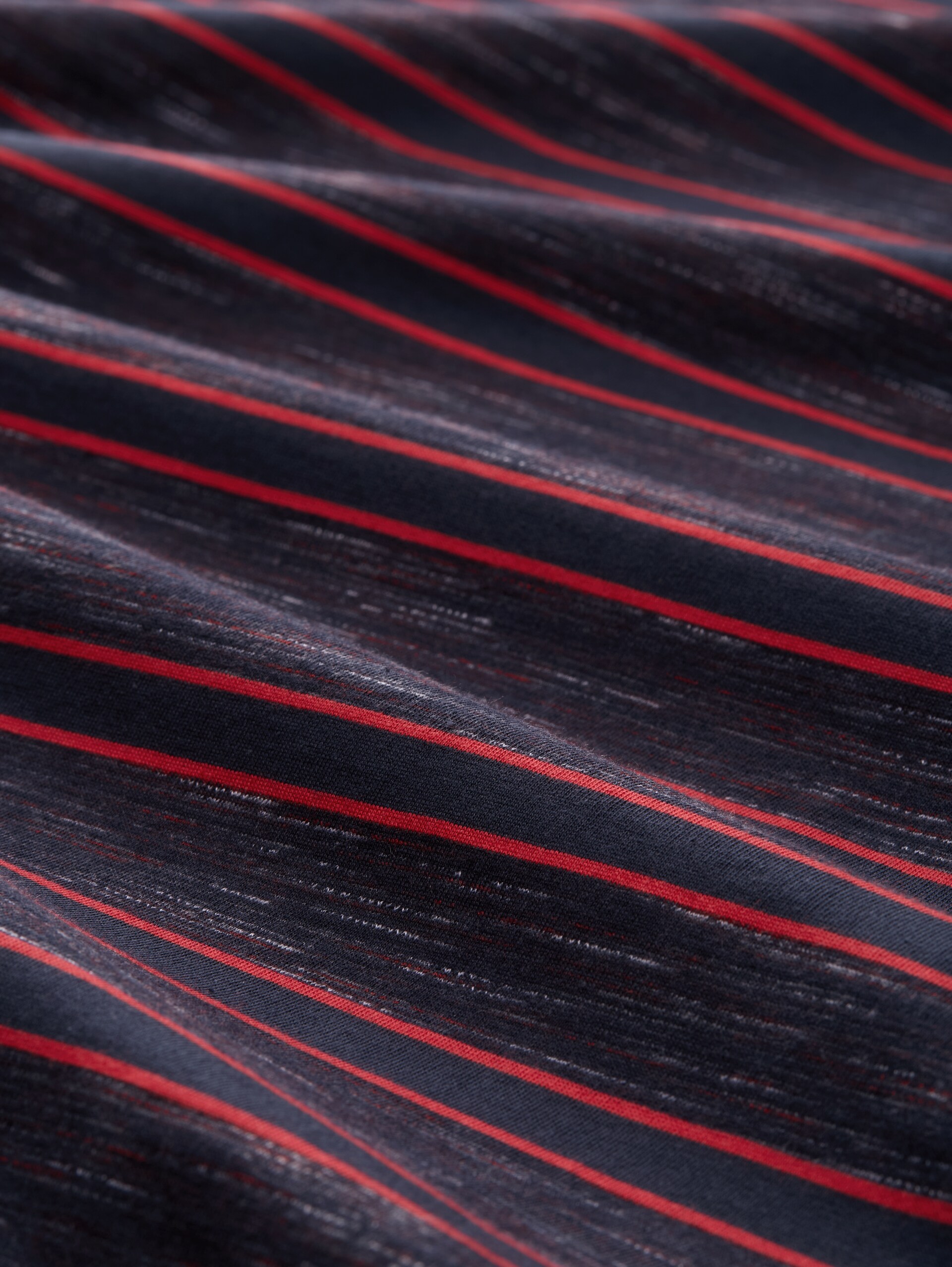 T-shirt with striped pattern - navy yarn dye stripe - Material view