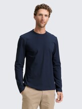Slim Fit Langarmshirt mit Stretch - sky captain blue - Ausschnitt Model-Vorderansicht