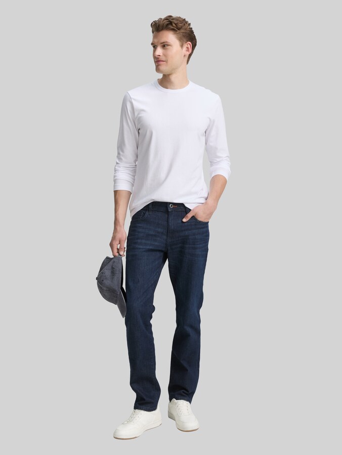 Slim Fit Langarmshirt mit Stretch von Men, White