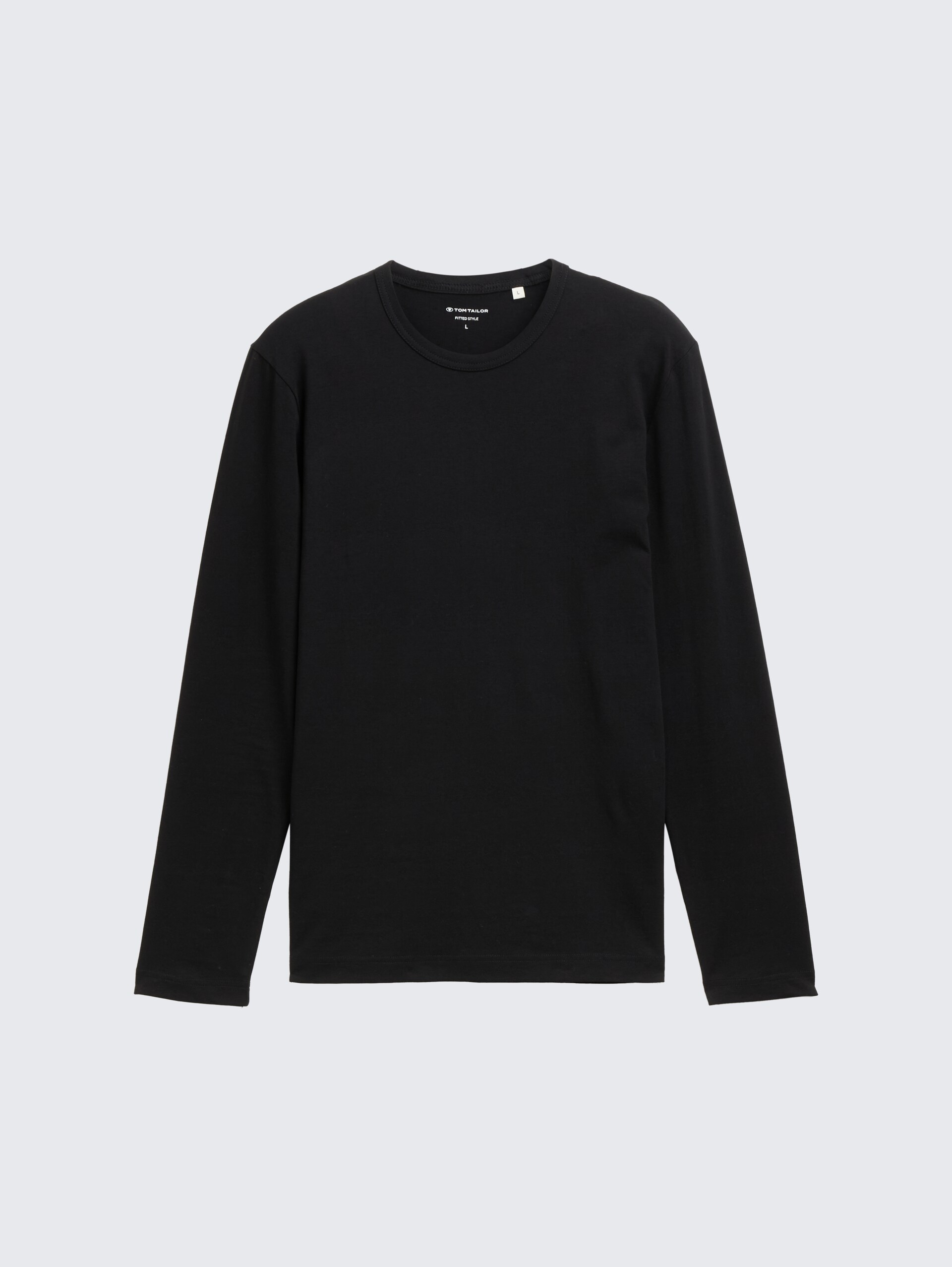 Slim Fit Langarmshirt mit Stretch - Black - Vorder-Produkt-Ansicht