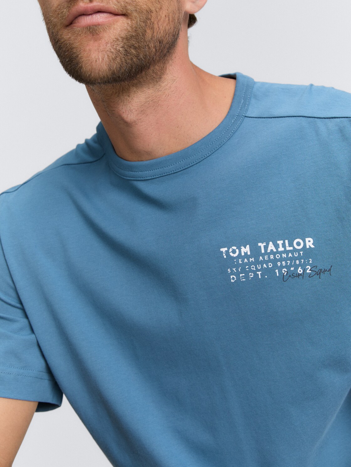 T-Shirt mit Print - real teal blue - Detail-Model-Ansicht