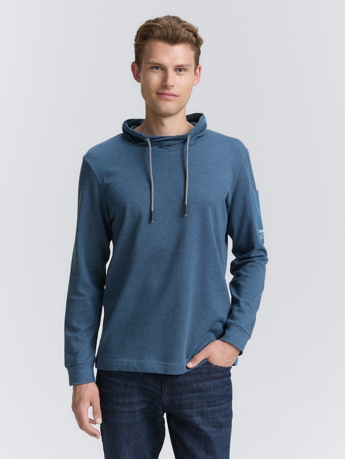 Snood cotton long-sleeved shirt by Men, teal grindle structure