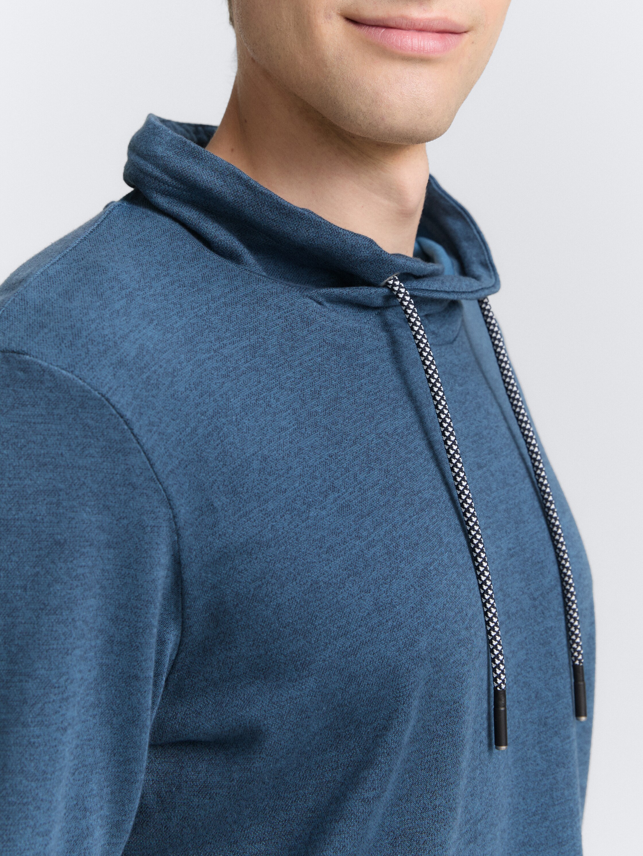 T-shirt Snood à manches longues en coton - teal grindle structure - Vue détaillée du modèle