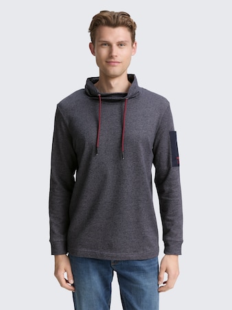 Snood Langarmshirt aus Baumwolle von Men, navy grey grindle structure