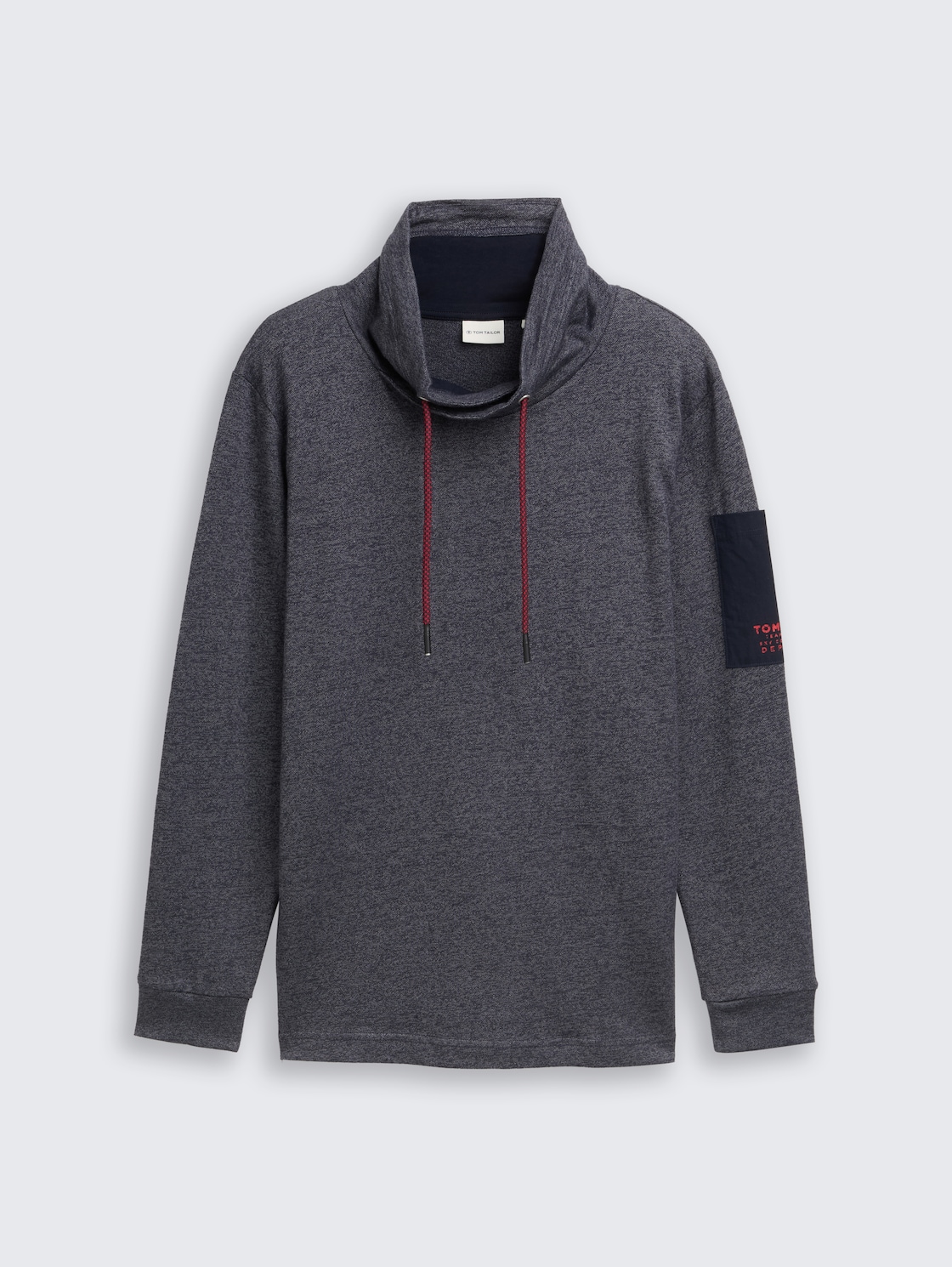 Snood Langarmshirt aus Baumwolle - navy grey grindle structure - Vorder-Produkt-Ansicht